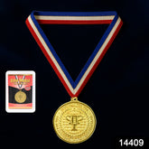 Gold Metal Medal with Tricolor Ribbon (1 Pc)